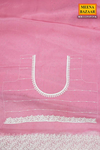 Pink Georgette Swarovski Embellished Thread Embroidered Saree