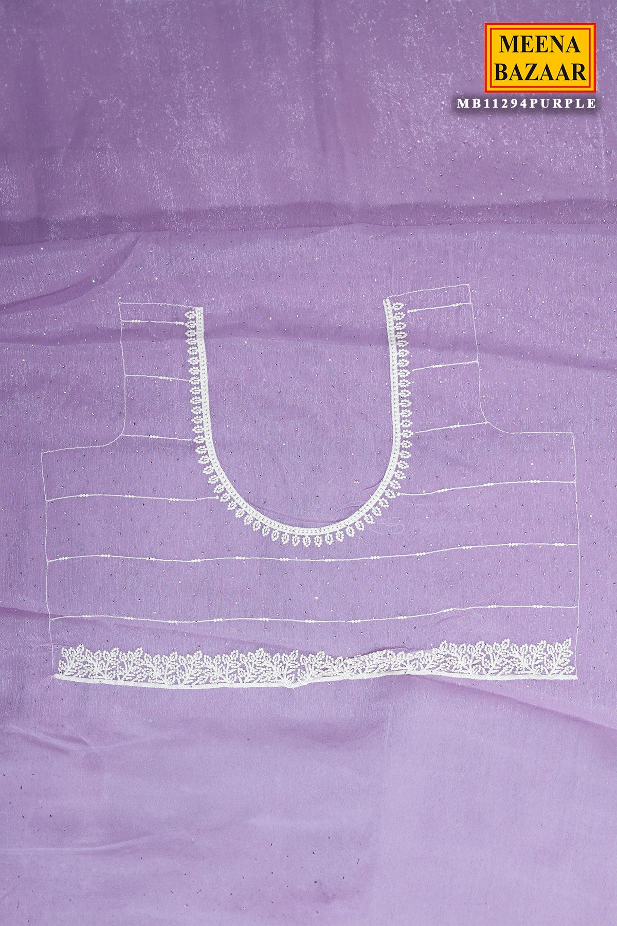 Purple Georgette Swarovski Embellished Thread Embroidered Saree