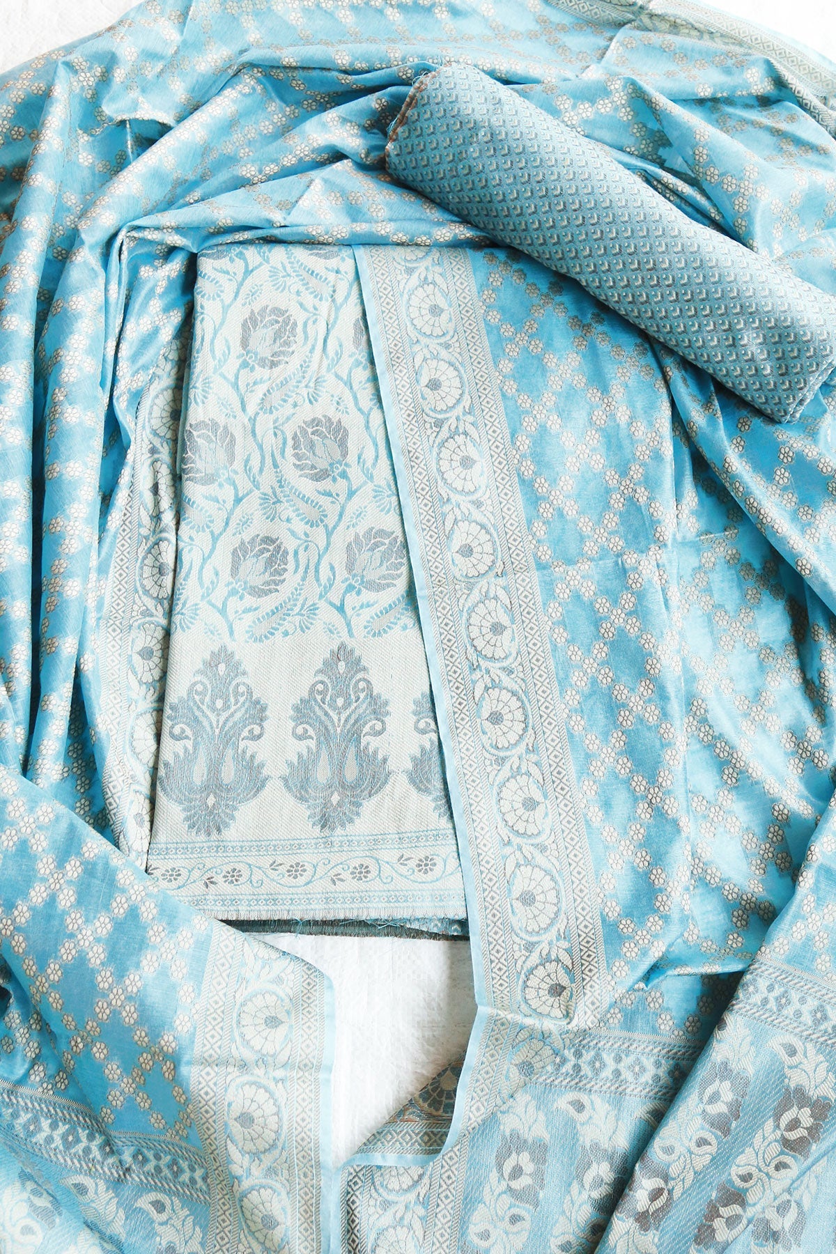 Firozi Chanderi Cotton Woven Suit Set