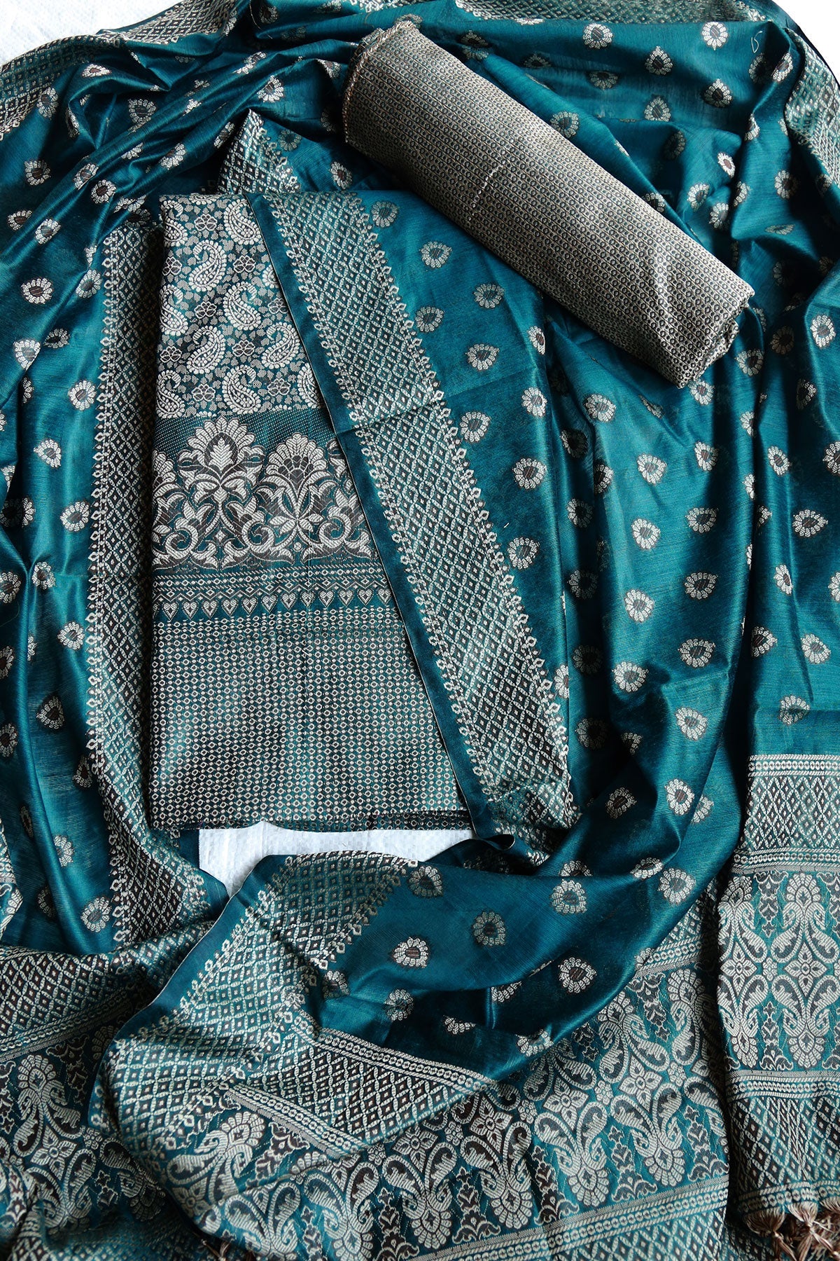 Rama Chanderi Cotton Woven Suit Set