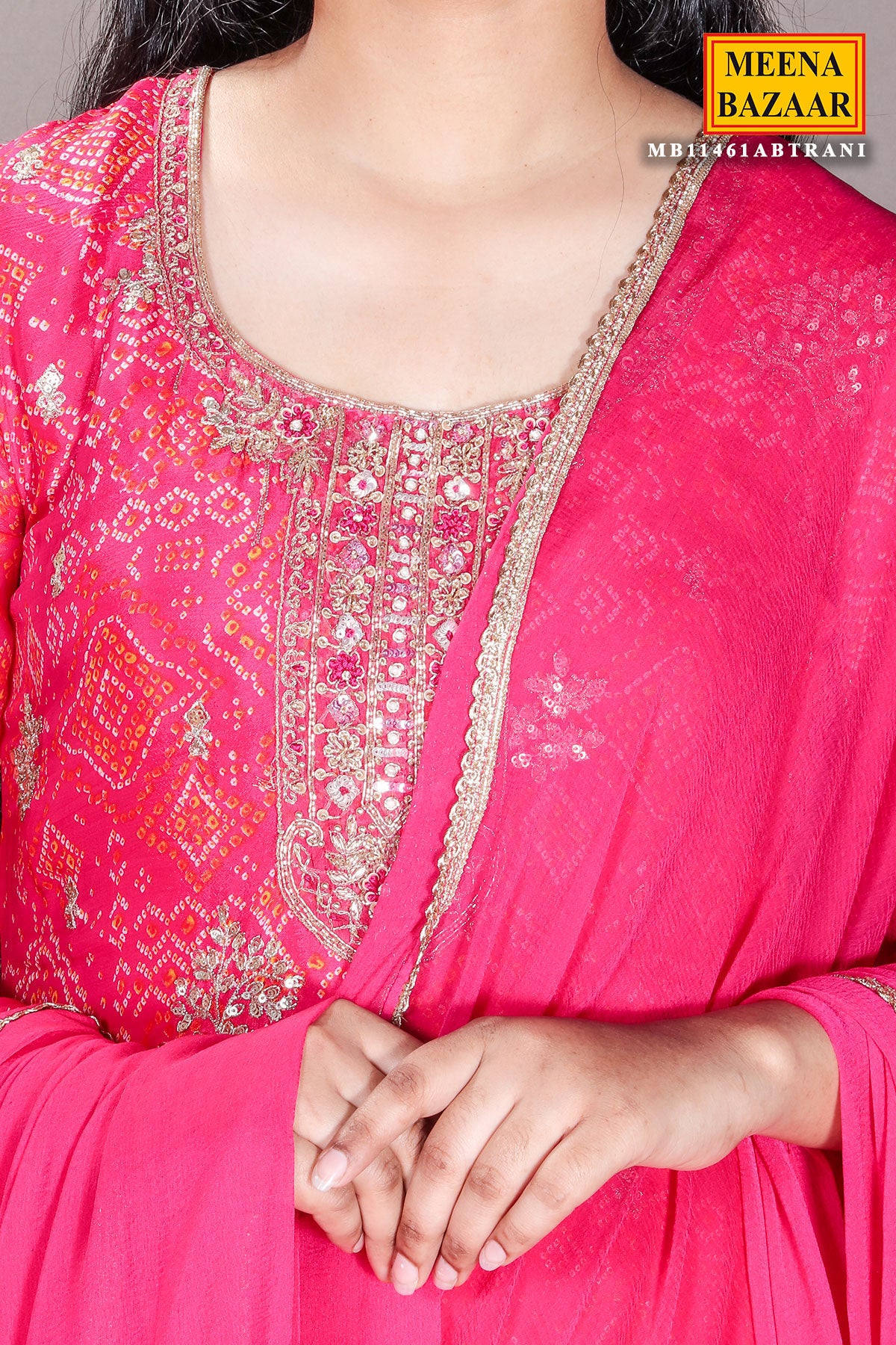 Exquisite Rani Georgette Gota Patti Ready Made Suit Set