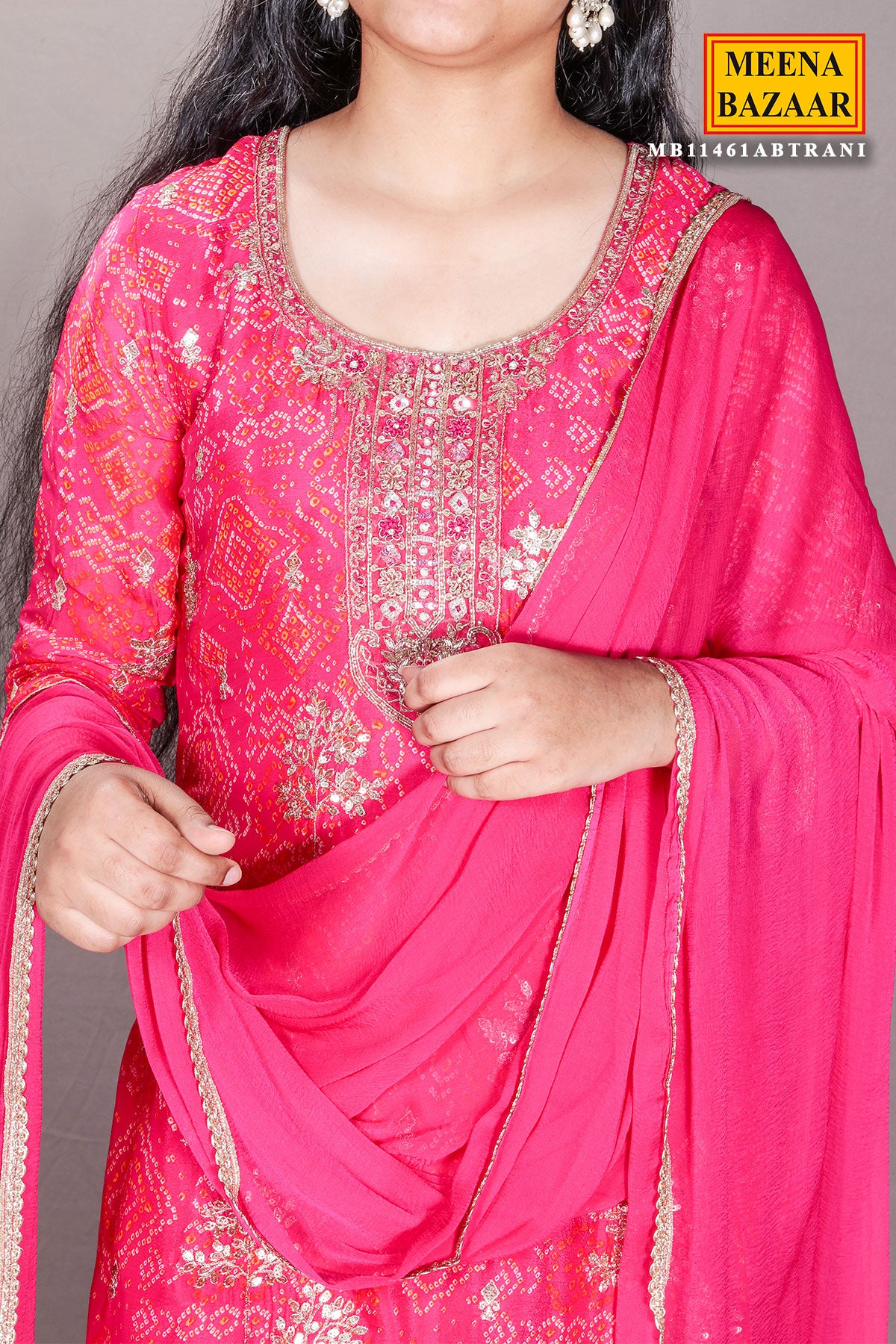 Exquisite Rani Georgette Gota Patti Ready Made Suit Set