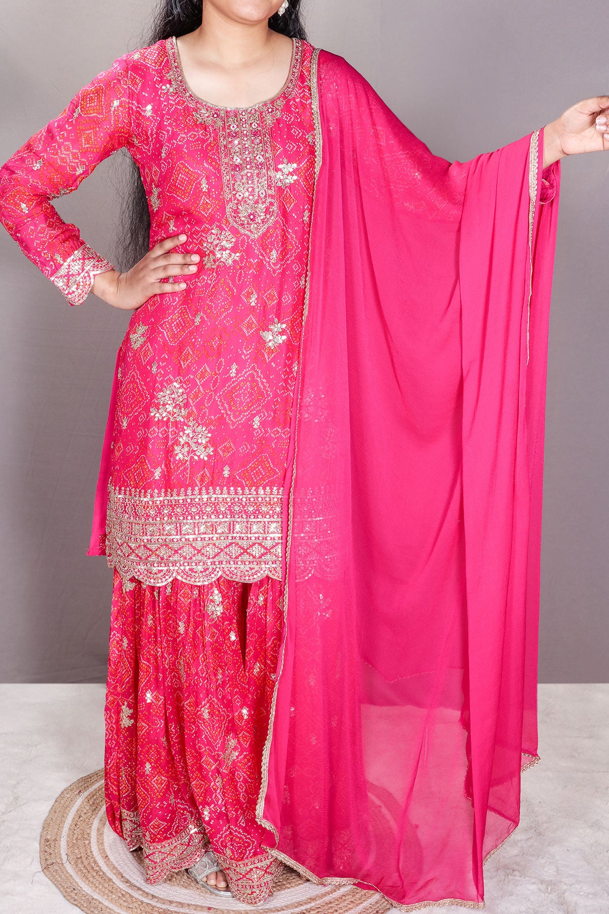 Exquisite Rani Georgette Gota Patti Ready Made Suit Set