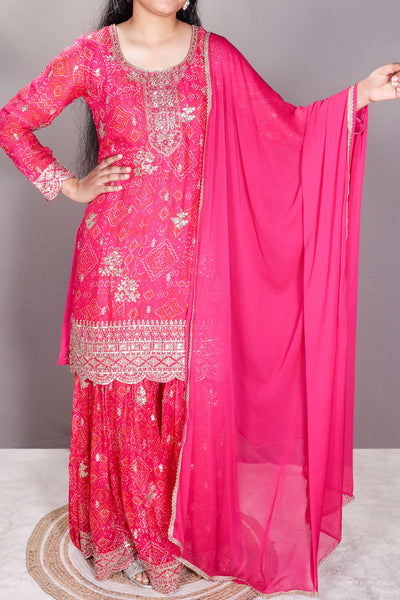 Exquisite Rani Georgette Gota Patti Ready Made Suit Set