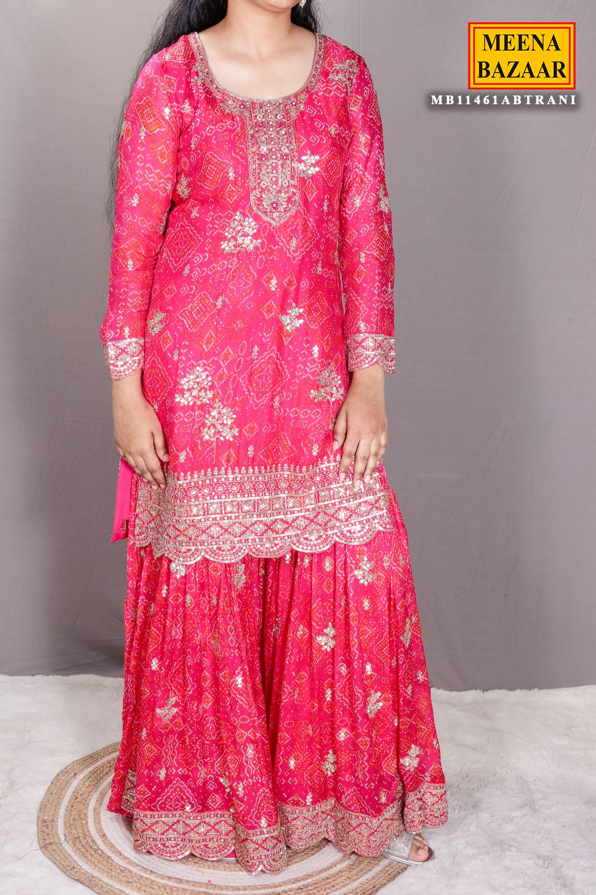 Exquisite Rani Georgette Gota Patti Ready Made Suit Set