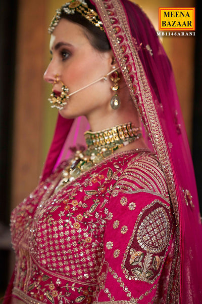 Rani Silk Zari and Sequin Embroidered Lehenga – Elegant Wedding Wear