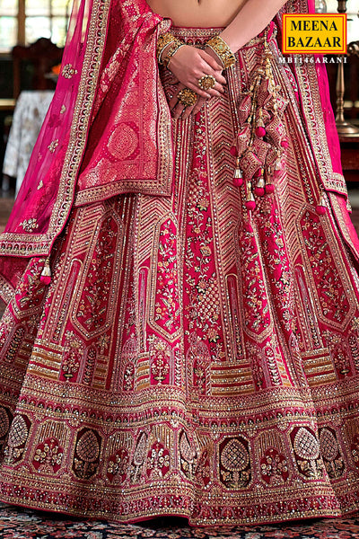 Rani Silk Zari and Sequin Embroidered Lehenga – Elegant Wedding Wear