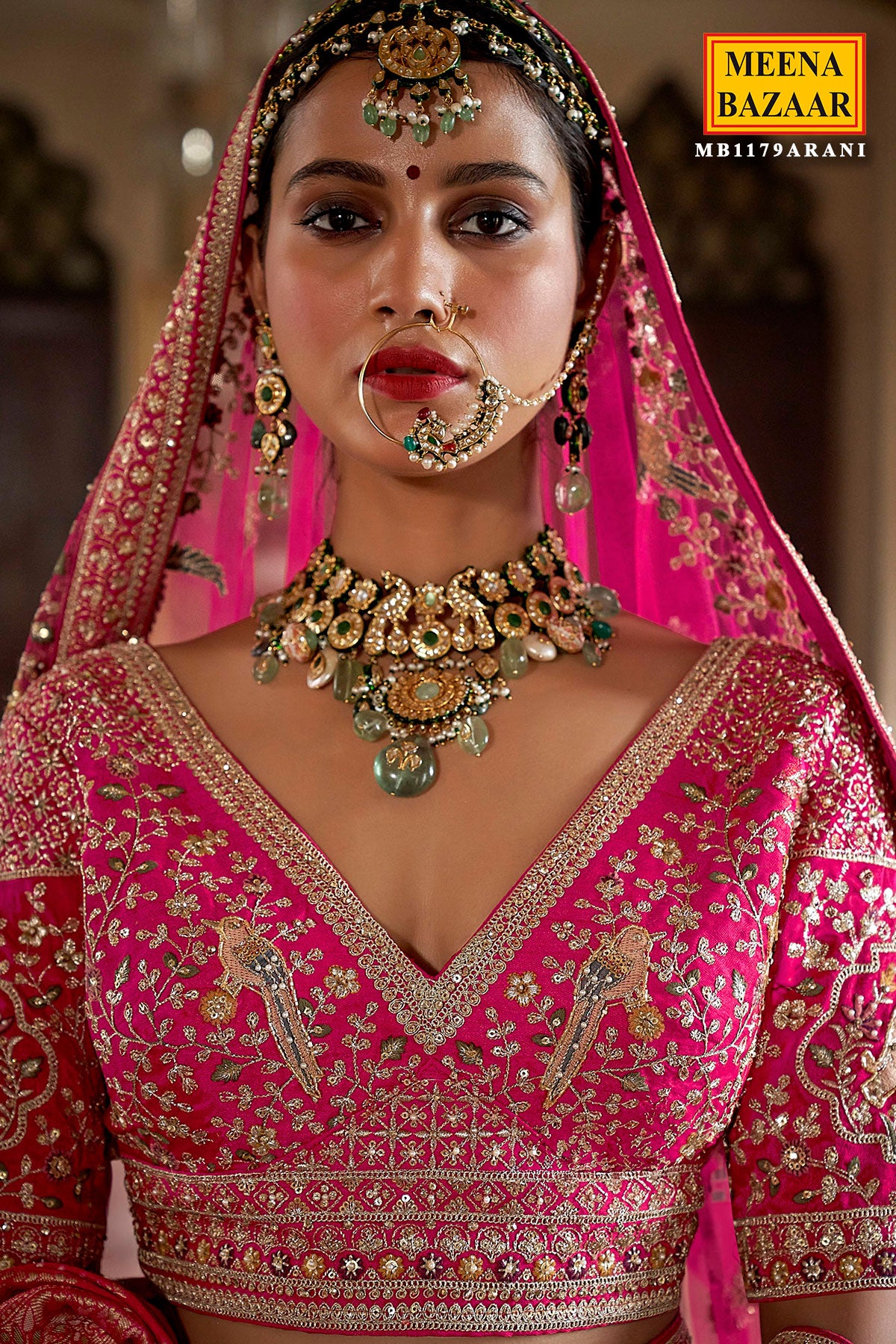 Rani Silk Zari and Sequin Embroidered Bridal Lehenga – Luxurious Wedding Wear