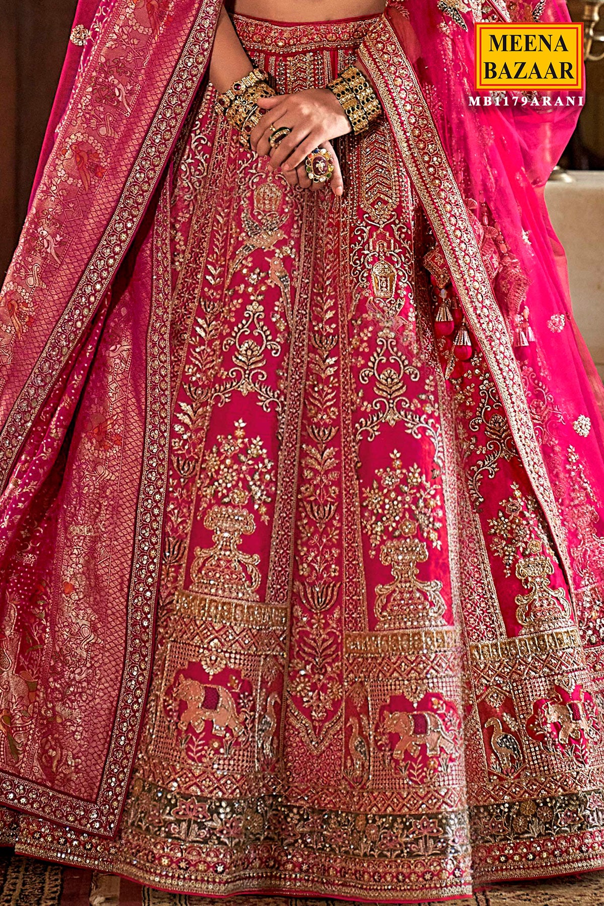 Rani Silk Zari and Sequin Embroidered Bridal Lehenga – Luxurious Wedding Wear