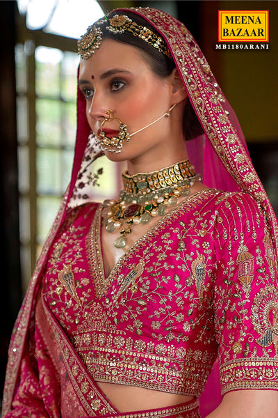 Rani Silk Zari and Sequin Embroidered Lehenga – Luxurious Bridal Wear