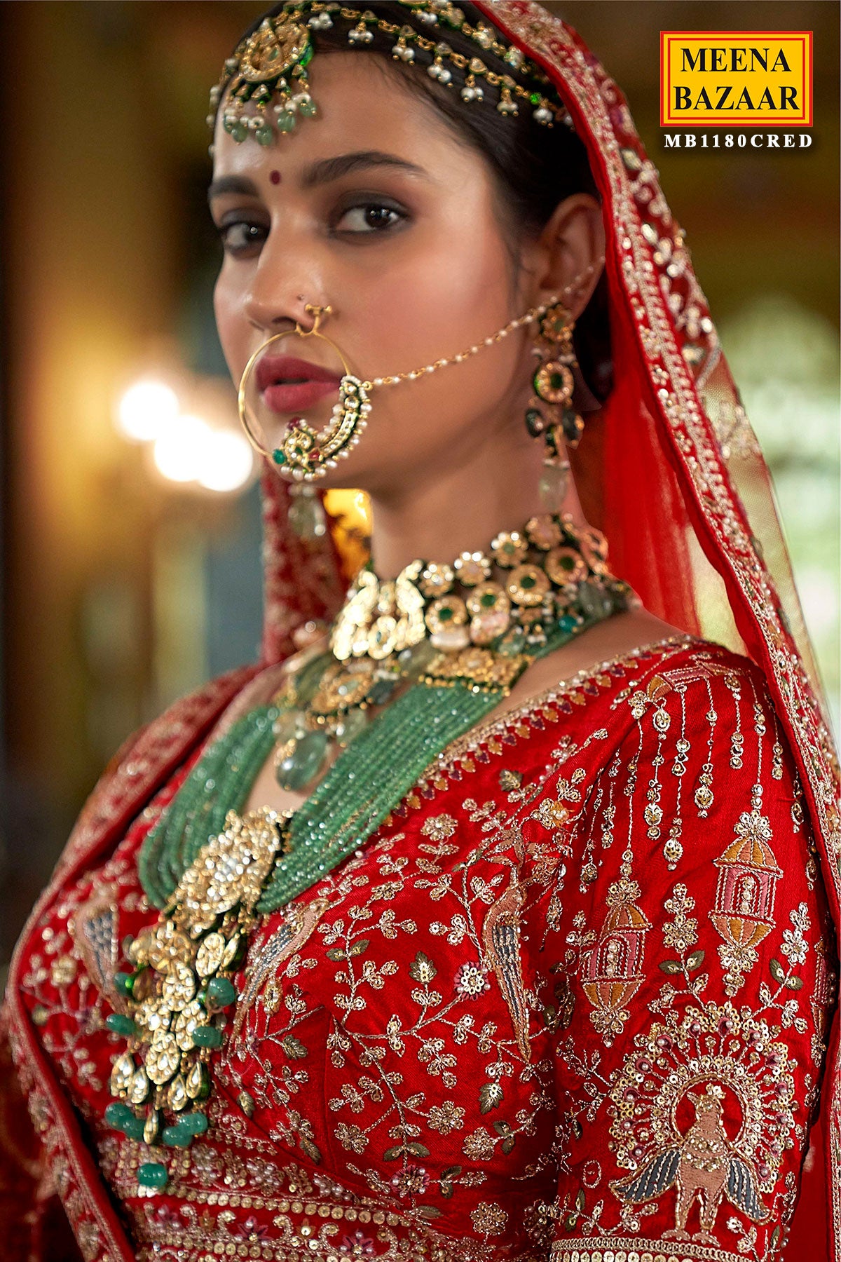Red Zari and Sequin Embroidered Bridal Lehenga – Timeless Wedding
