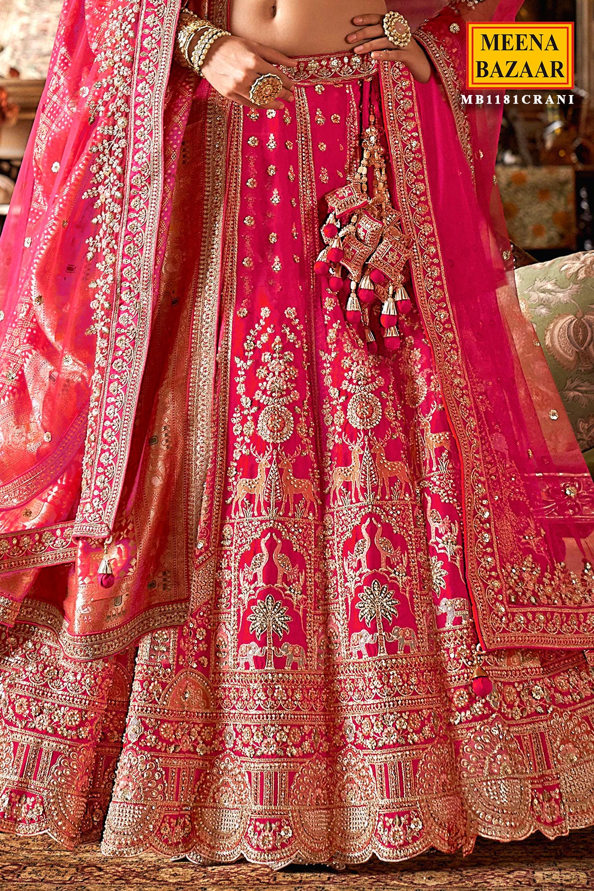 Rani Silk Zari and Sequin Embroidered Bridal Lehenga – Royal Wedding Ensemble