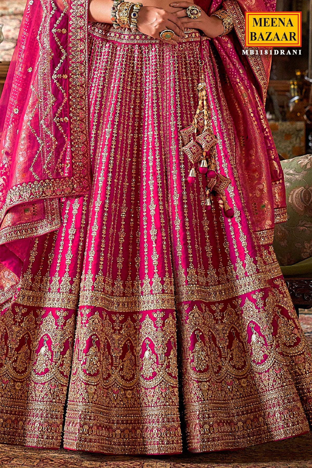 Rani Silk Zari and Sequin Embroidered Bridal Lehenga – Royal Wedding Ensemble