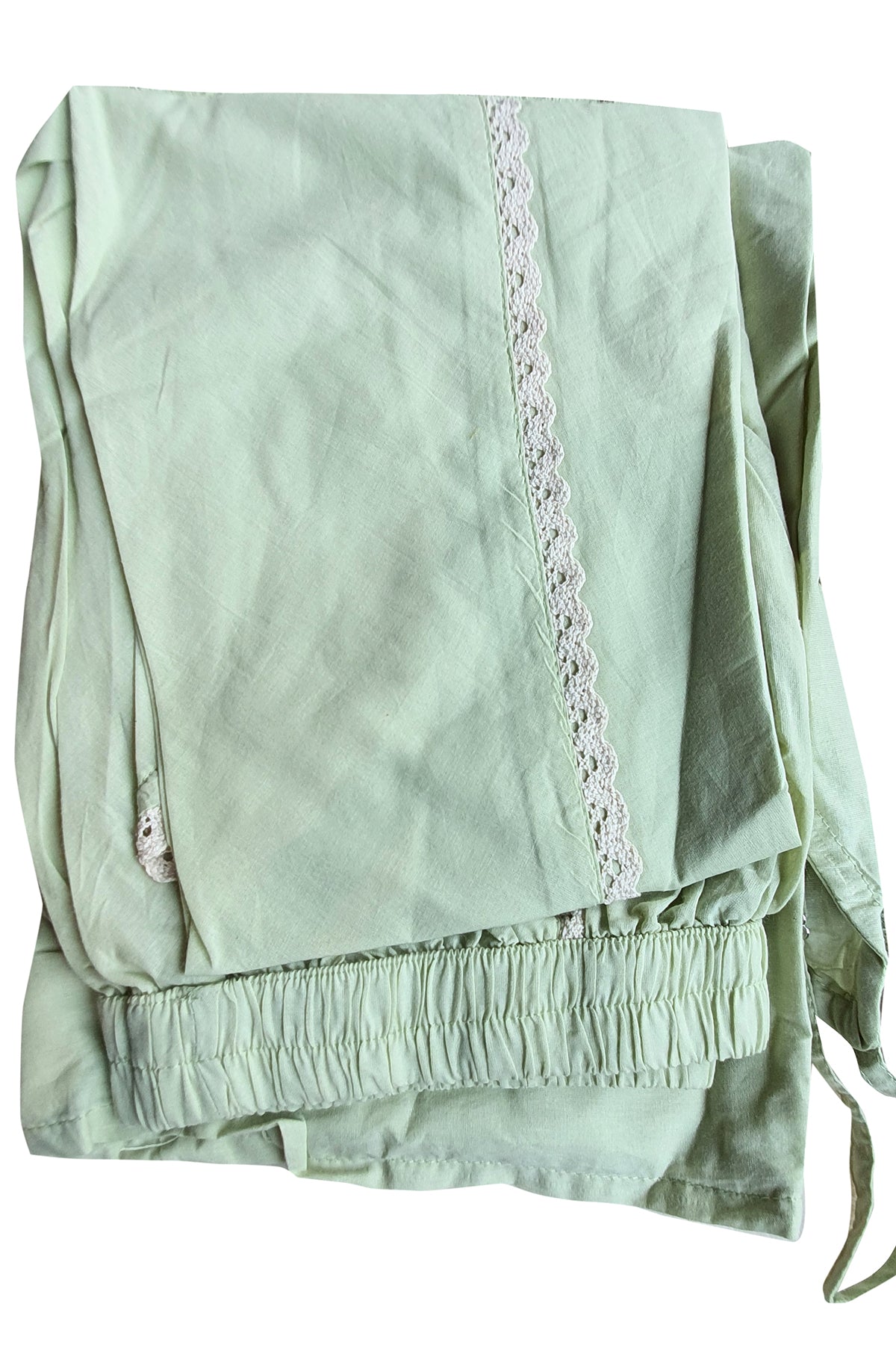 Light Green Cotton Schiffli Embroidered Kaftan Dhoti Set