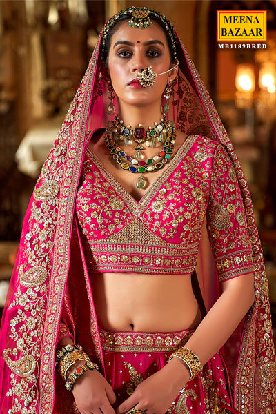 Rani Silk Zari and Sequin Embroidered Lehenga – Elegant Bridal Wear