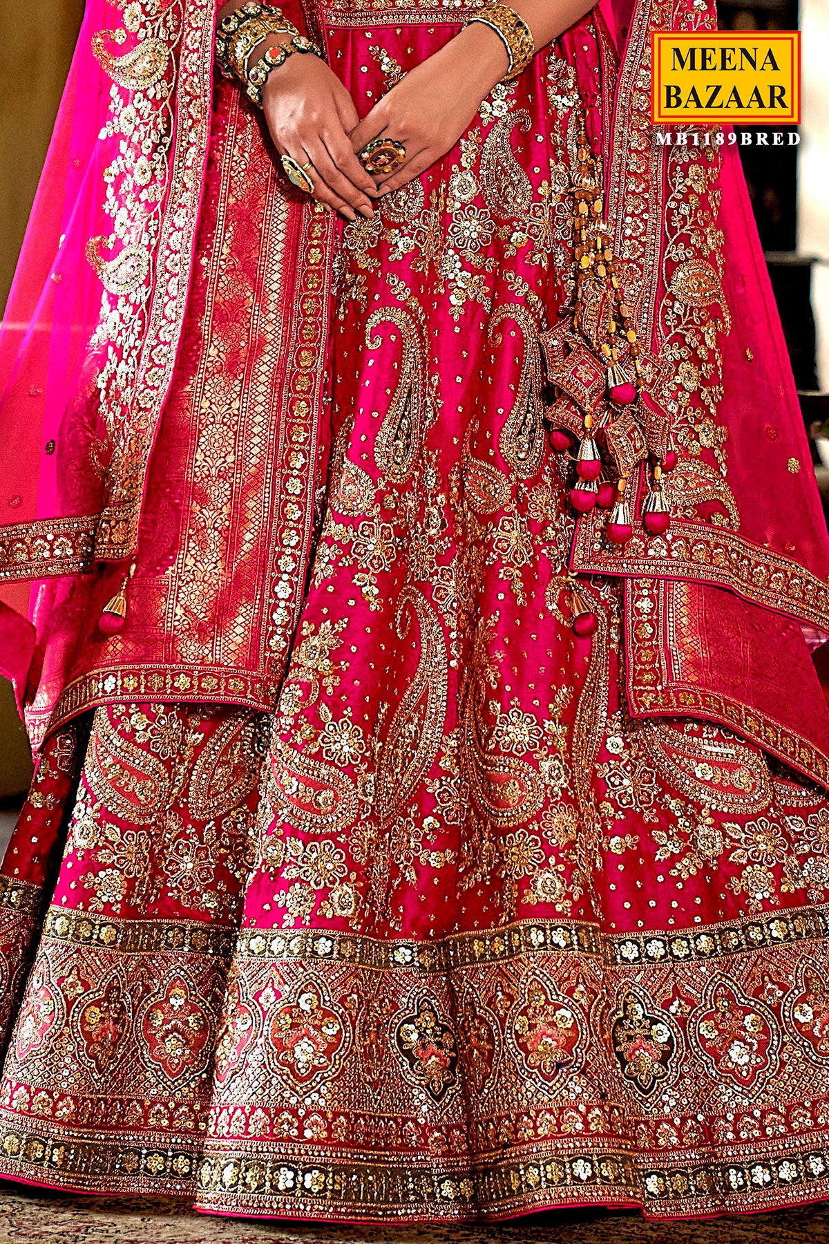 Rani Silk Zari and Sequin Embroidered Lehenga – Elegant Bridal Wear