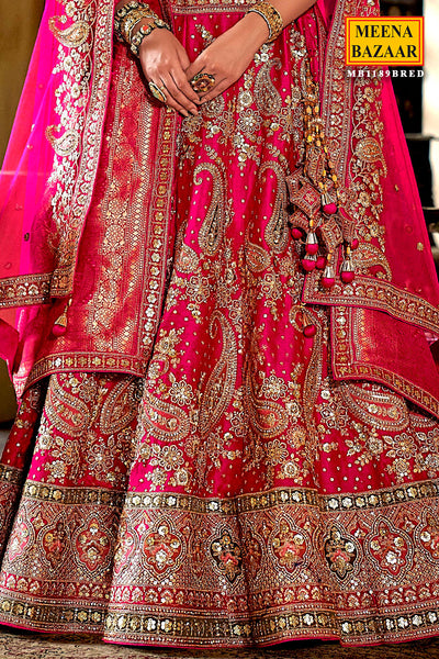 Rani Silk Zari and Sequin Embroidered Lehenga – Elegant Bridal Wear
