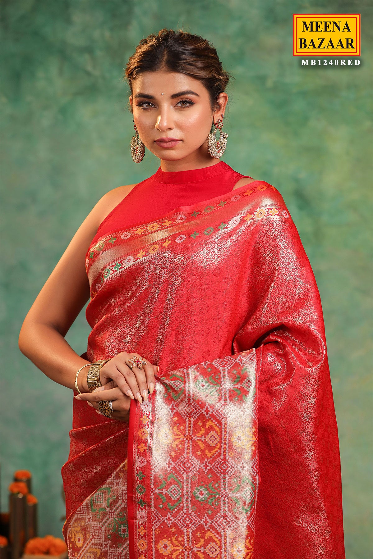 Red Shimmer Silk Zari Woven Saree