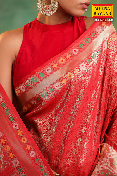 Red Shimmer Silk Zari Woven Saree