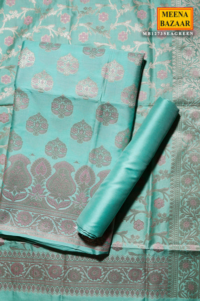 Sea Green Chanderi Silk Zari Embroidered Suit Set