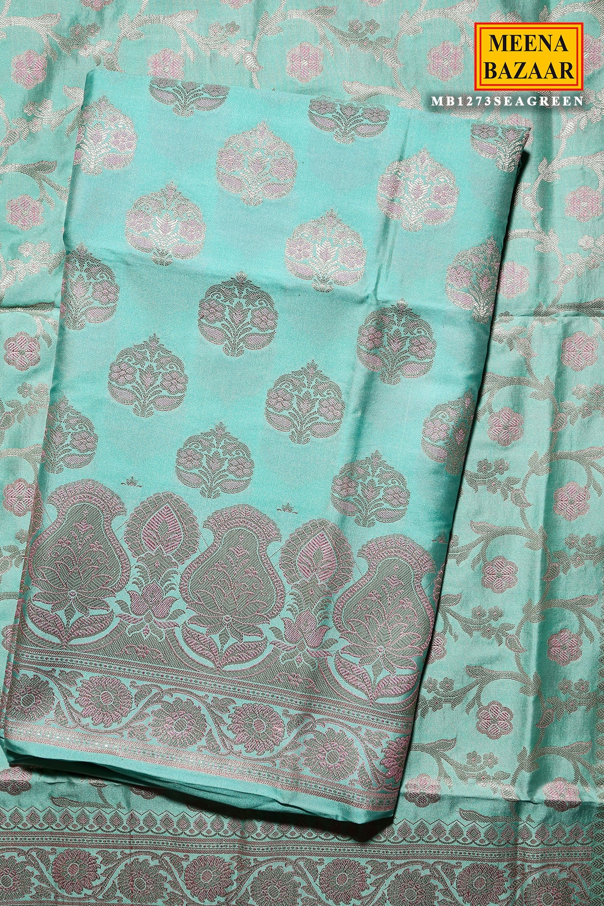 Sea Green Chanderi Silk Zari Embroidered Suit Set