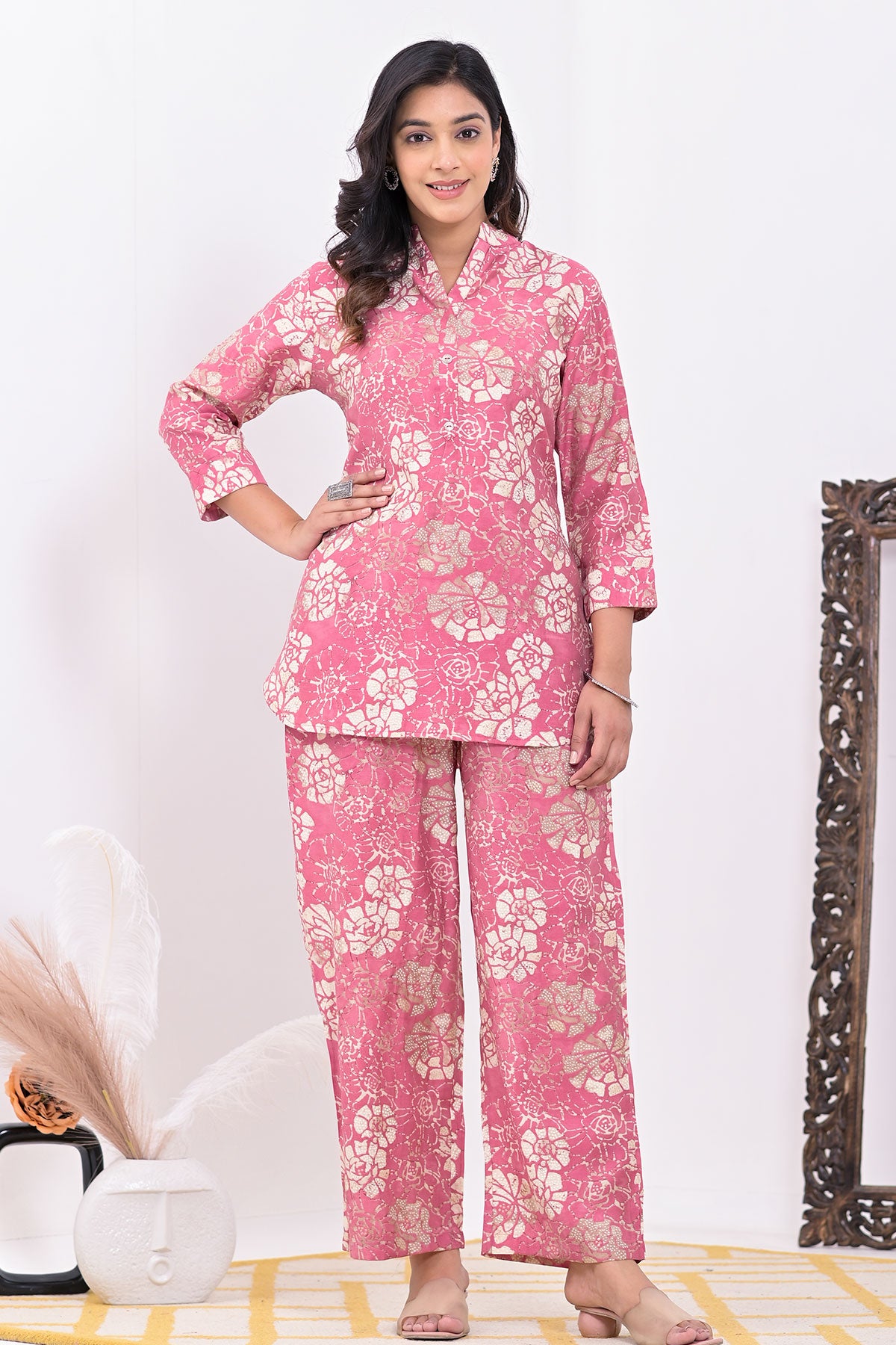 Gajari Muslin Floral Printed Co Ord Set