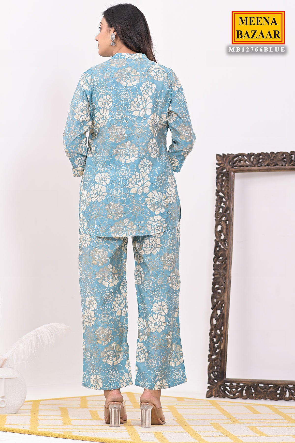 Blue Muslin Floral Printed Co-ord Set