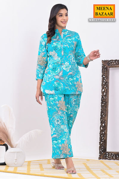 Firozi Muslin Floral Printed Co-ord Set