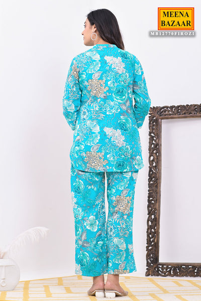 Firozi Muslin Floral Printed Co-ord Set