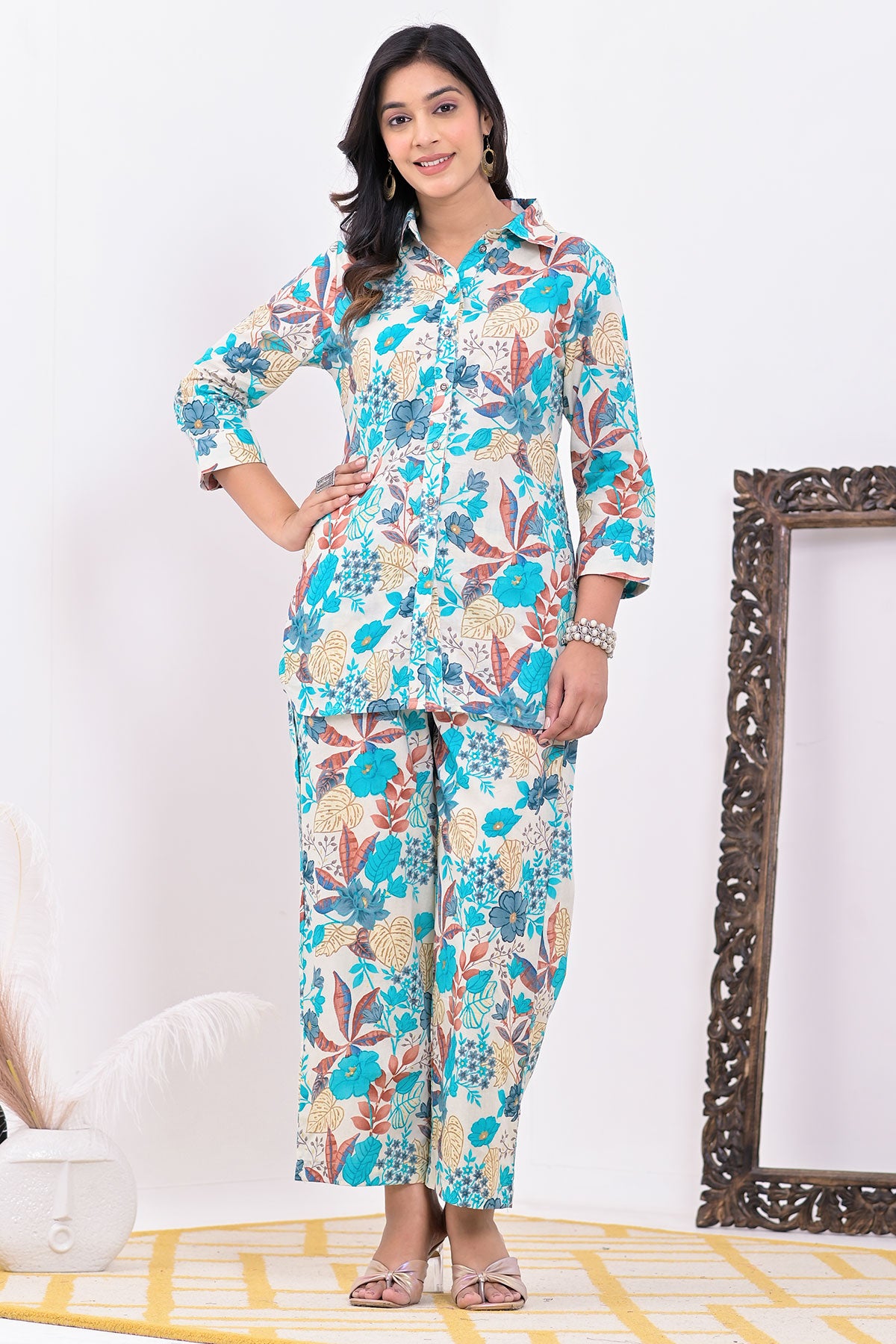 Firozi Cotton Printed Co-ord Set