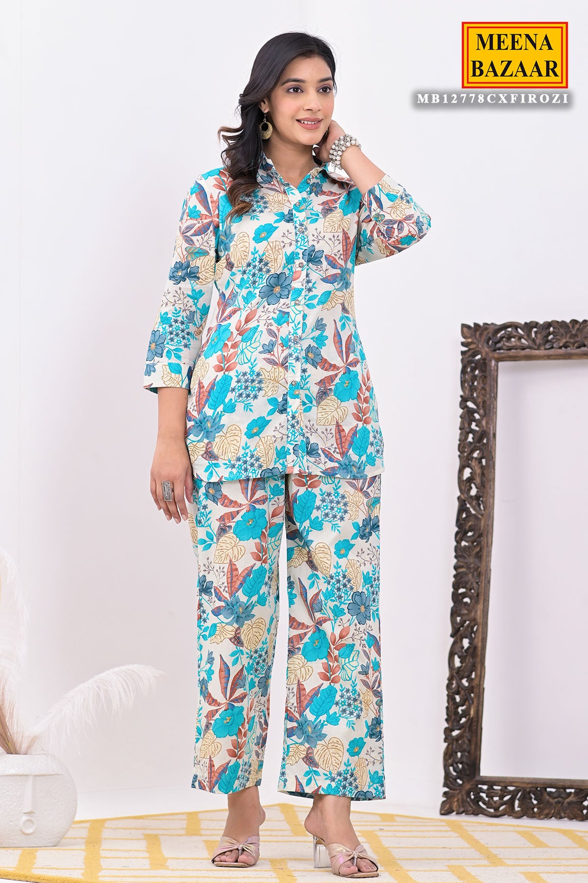 Firozi Cotton Printed Co-ord Set