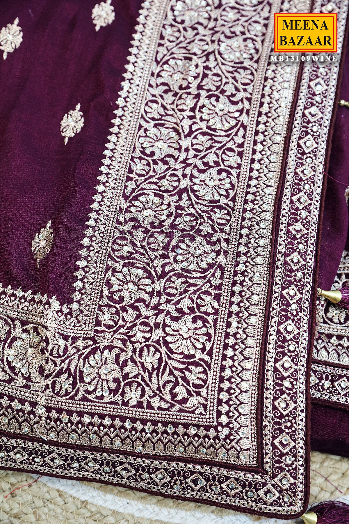 Wine Tussar Silk Saree Elegant Traditional & Festive Wear