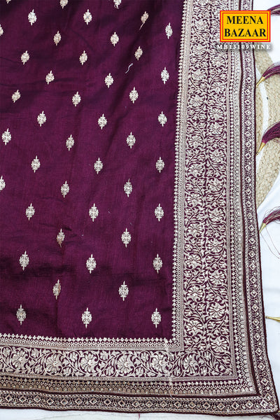 Wine Tussar Silk Saree Elegant Traditional & Festive Wear