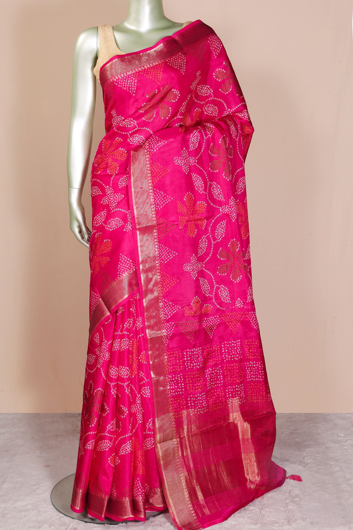 Rani Pink Silk Weaving Saree Traditional Festive Silk Saree