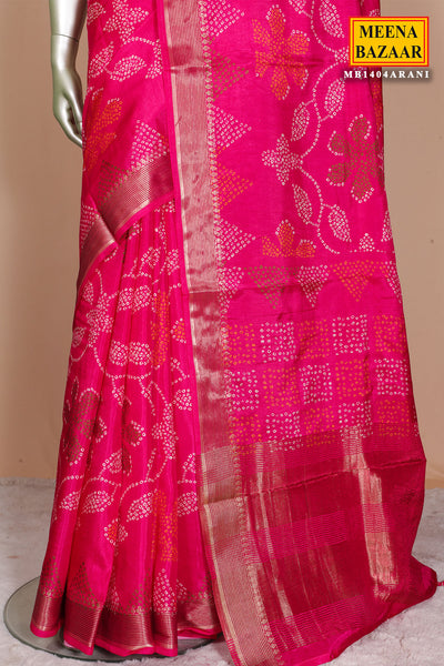 Rani Pink Silk Weaving Saree Traditional Festive Silk Saree