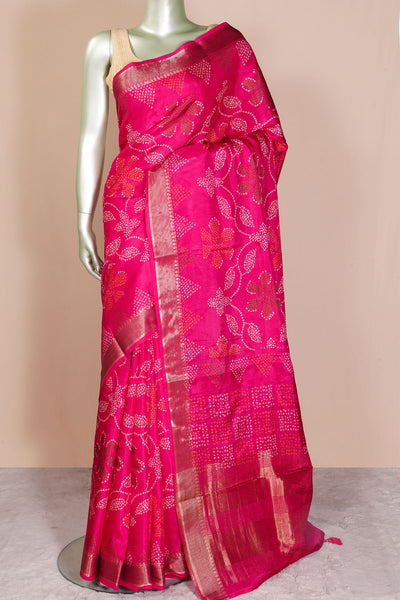 Rani Pink Silk Weaving Saree Traditional Festive Silk Saree