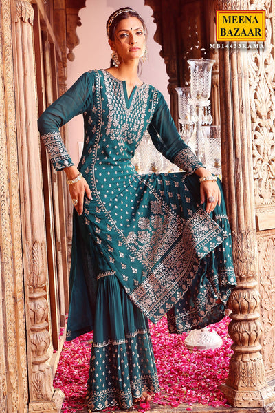 Rama Green Georgette Sequins Embroidered Suit Set