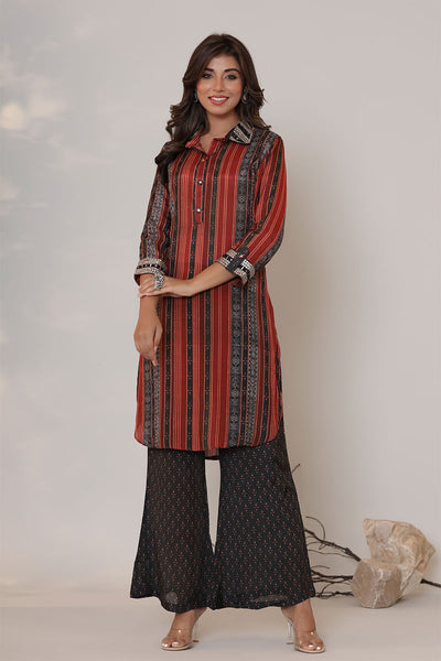 Black Rayon Printed Kurti Pant Set – Meena Bazaar