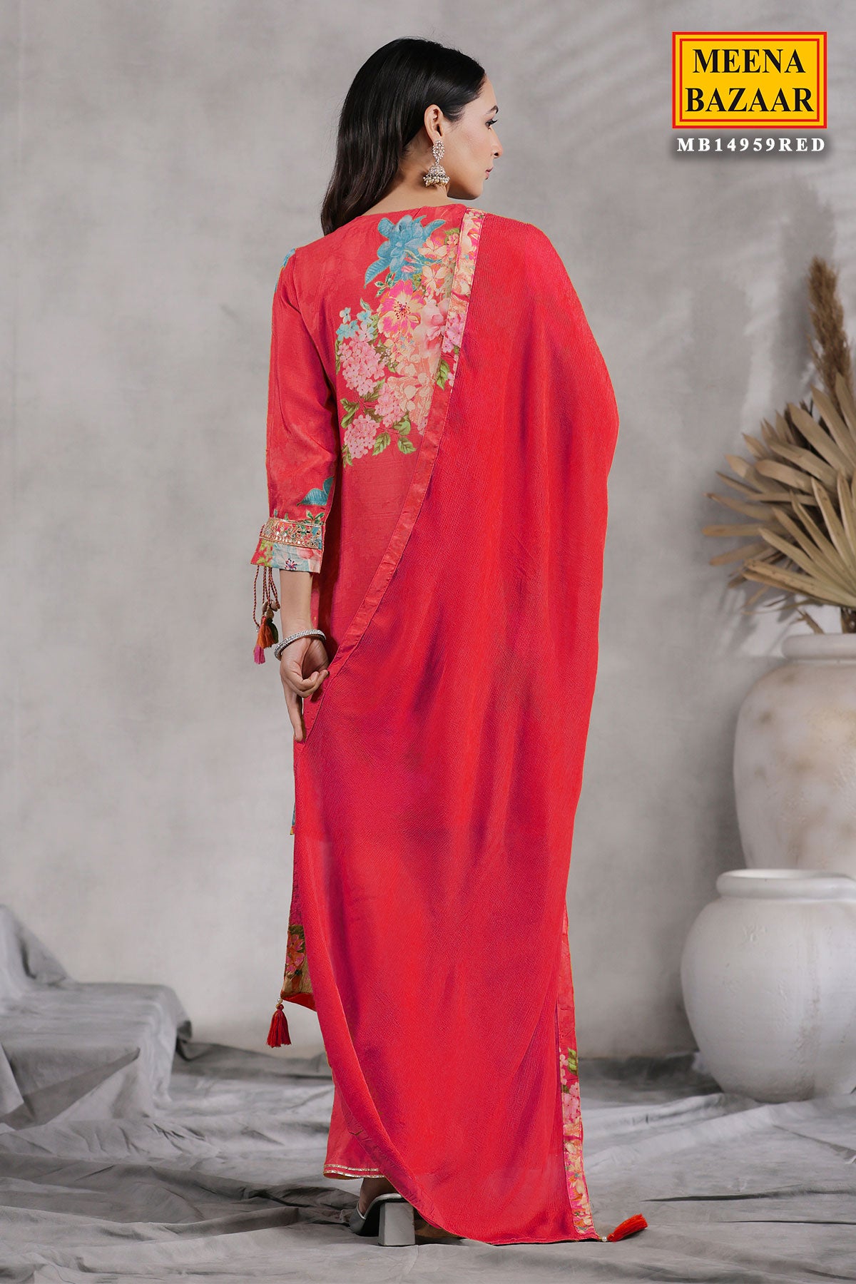 Rani Crepe Floral Printed Embroidered Sharara Suit