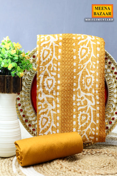 Mustard Cotton Printed Unstitched Suit