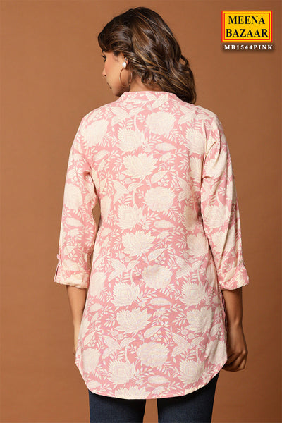Pink Floral Printed Cotton Tunic