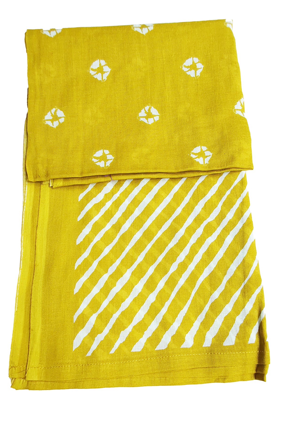 Mustard Cotton Leheriya Printed Kurti Set