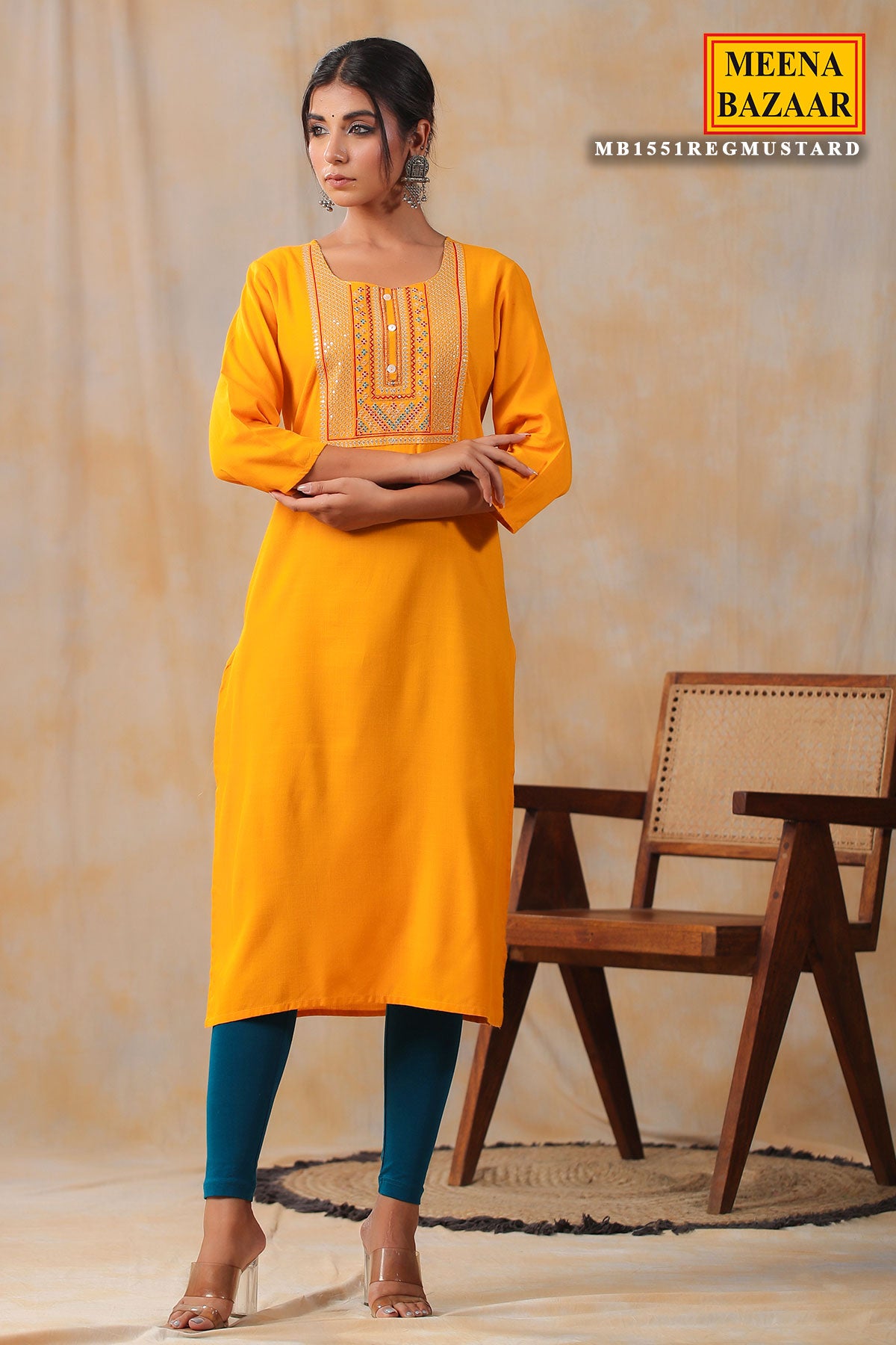 Mustard yellow cotton kurta with pockets by Free Living | The Secret Label