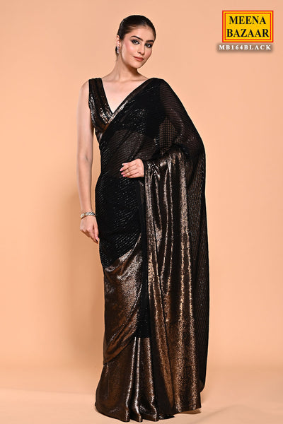 Black Sequin Embroidered Georgette Saree