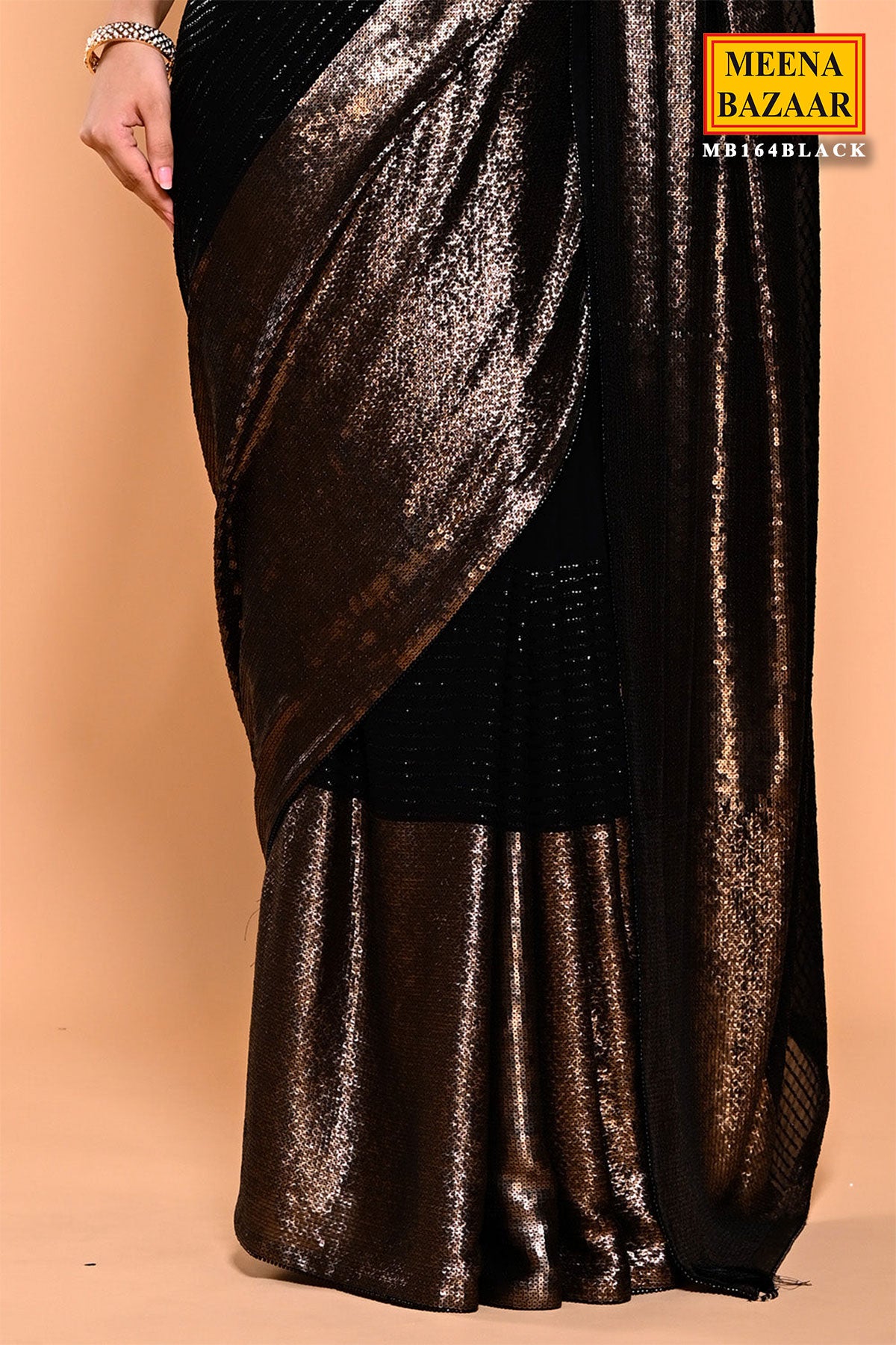 Black Sequin Embroidered Georgette Saree