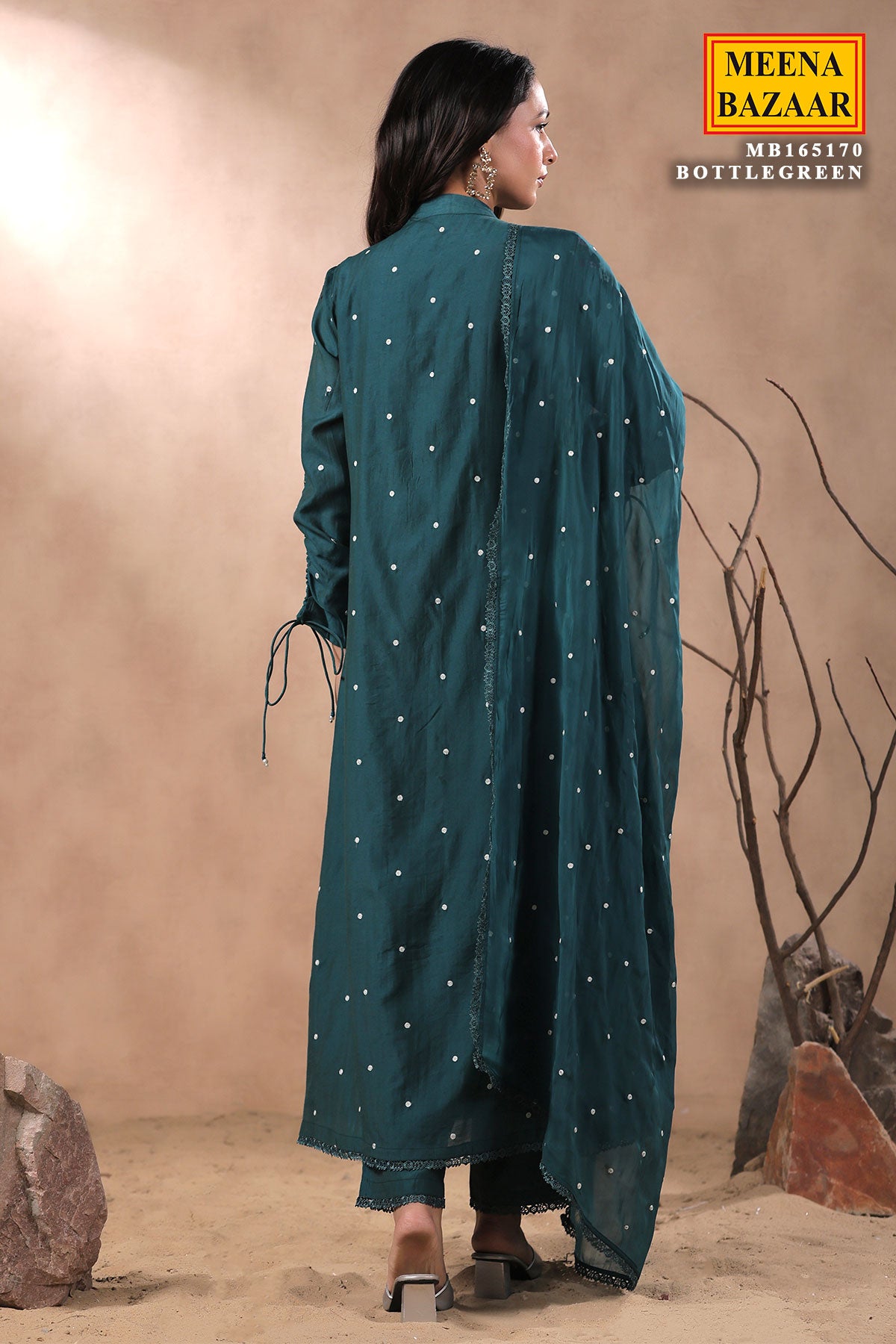 Rama Chanderi Silk Floral Threadwork Embroidered Suit