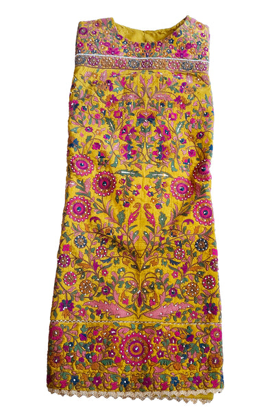 Mehendi Silk Embroidered Kurti Gharara Suit