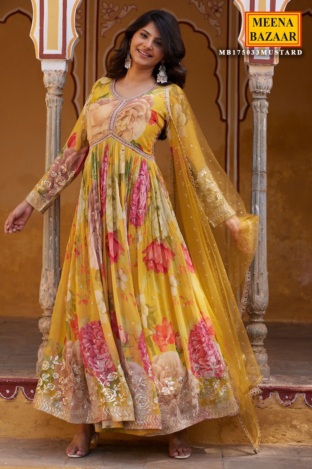 Rama Georgette Flared Tasseled Kurti with Palazzo Suit – Meena Bazaar