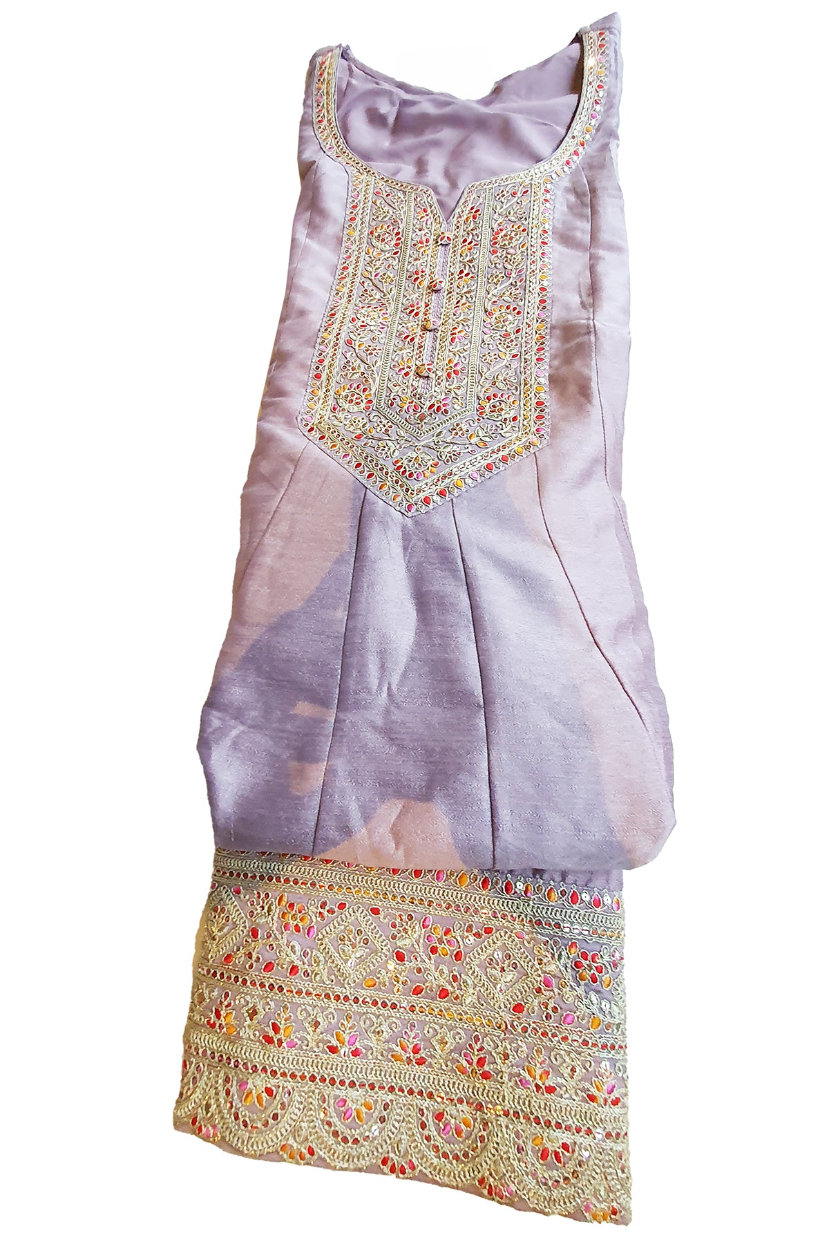 Mauve Soft Silk Embroidered Anarkali Gown Dupatta Set