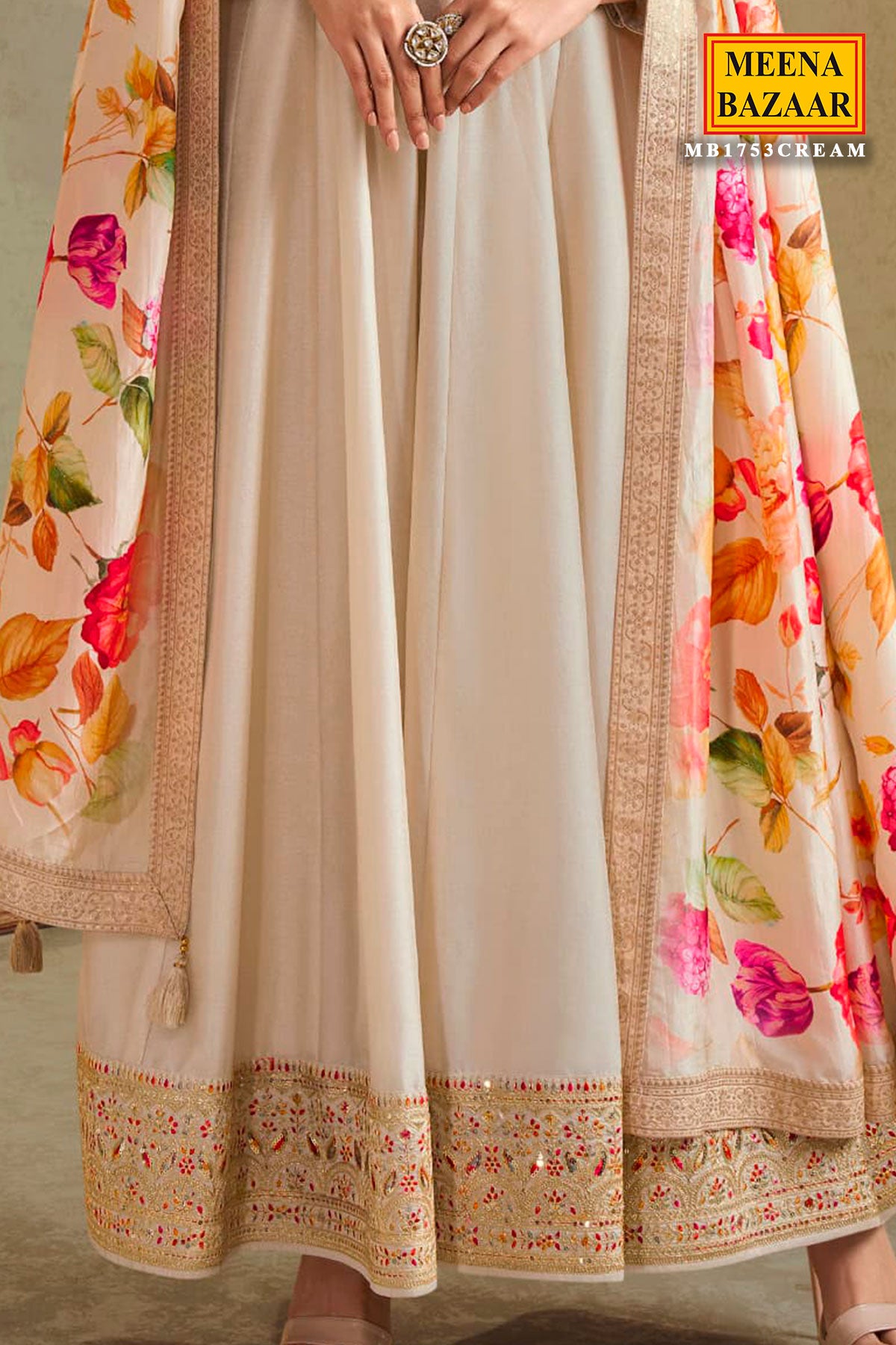 Misty Rose Soft Silk Embroidered Anarkali Gown Dupatta Set